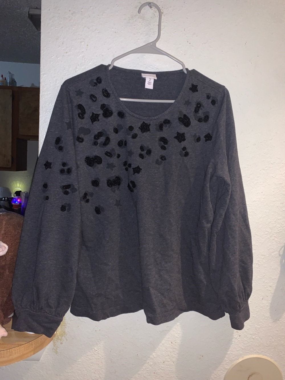 Weekenders Dark Gray Sweatshirt with Black Sequin Accents